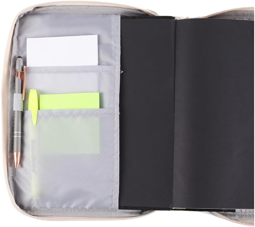 Floral Bible Cover Made in Canvas | Bible Case Church Bags | Book Holder with Handle Strap Zipper Penloop Ribbon Bookmarks Interior Pockets | Large