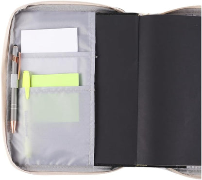 Floral Bible Cover Made in Canvas | Bible Case Church Bags | Book Holder with Handle Strap Zipper Penloop Ribbon Bookmarks Interior Pockets | Large