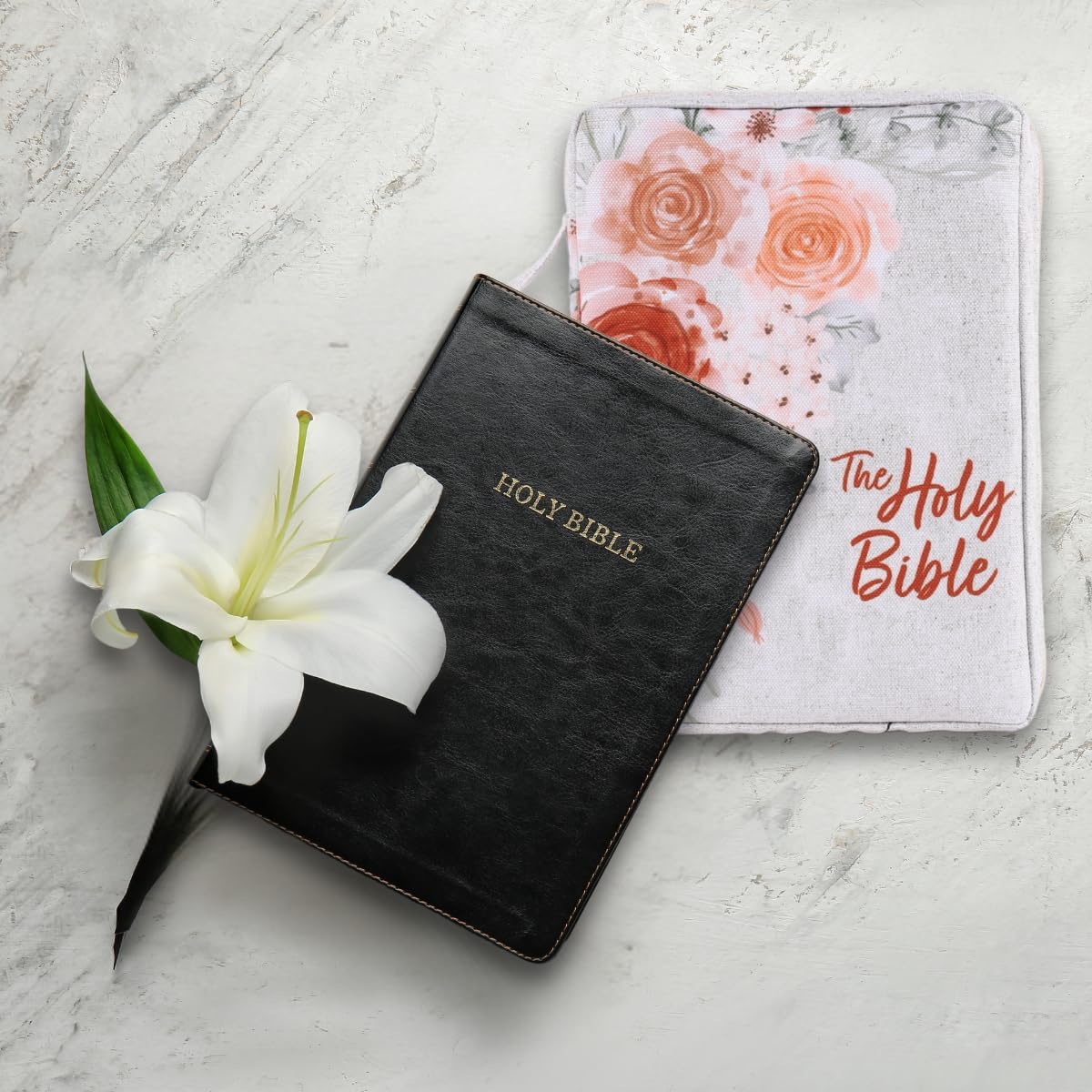 Bible Cover Canvas Holy Bible Floral Large