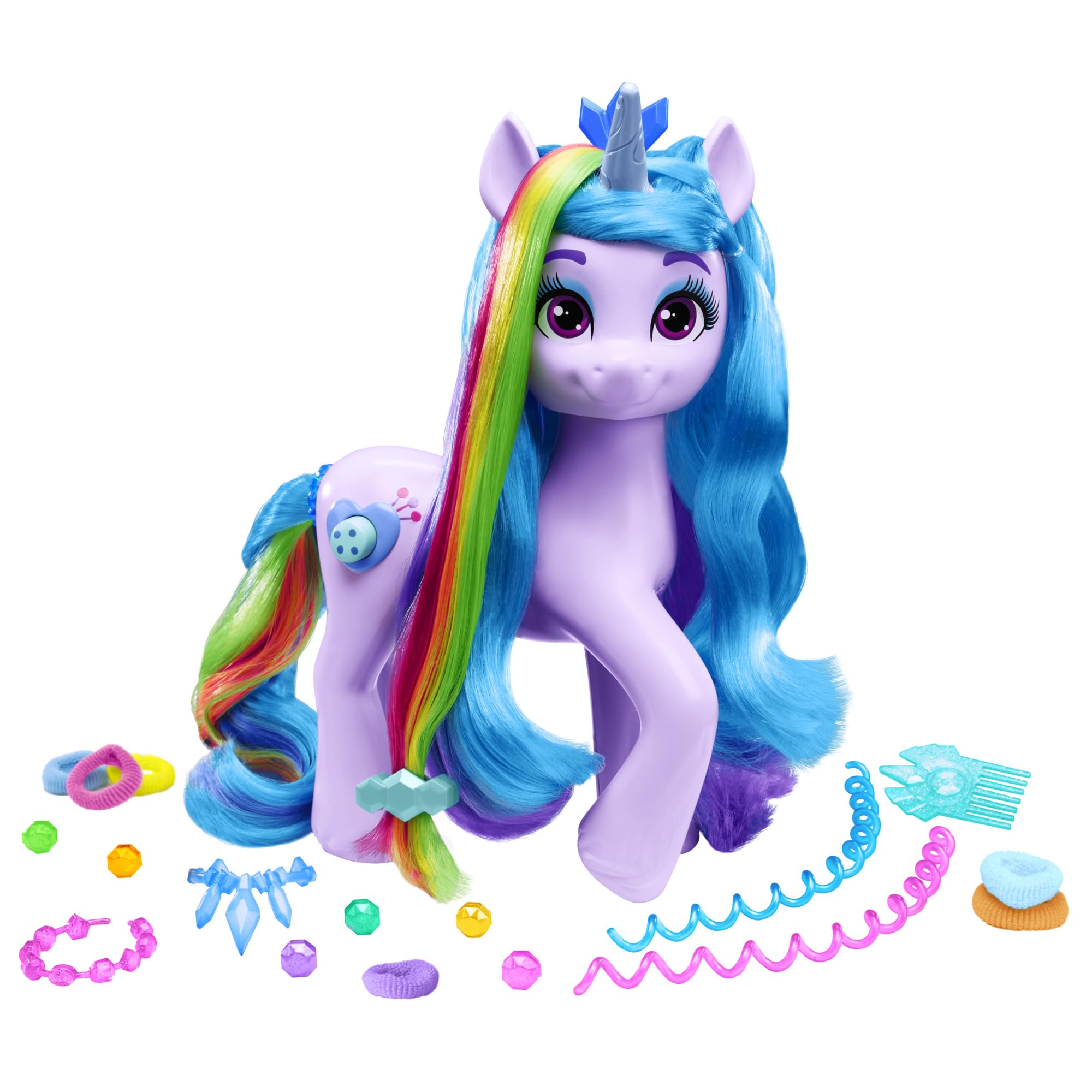 My Little Pony: Tell Your Tale Rainbow Styles Izzy Moonbow, Hair Styling Figure with Sounds, 9.5-inch Unicorn Toys for Girls and Boys Ages 4+