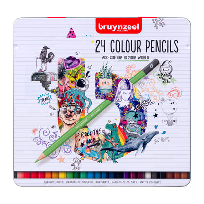 Bruynzeel Kleurpotloden Set van 24 Kleuren in Blik | Potloden voor Tekenen, Kleuren & Schetsen