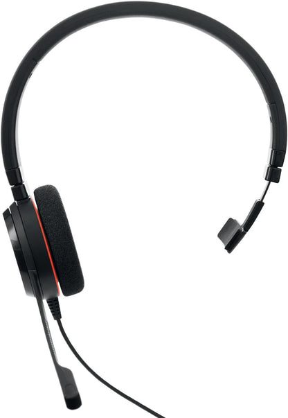 Jabra Evolve 20 Mono Headset – Microsoft Certified Headphones for VoIP Softphone with Passive Noise Cancellation – USB-C/A – Black