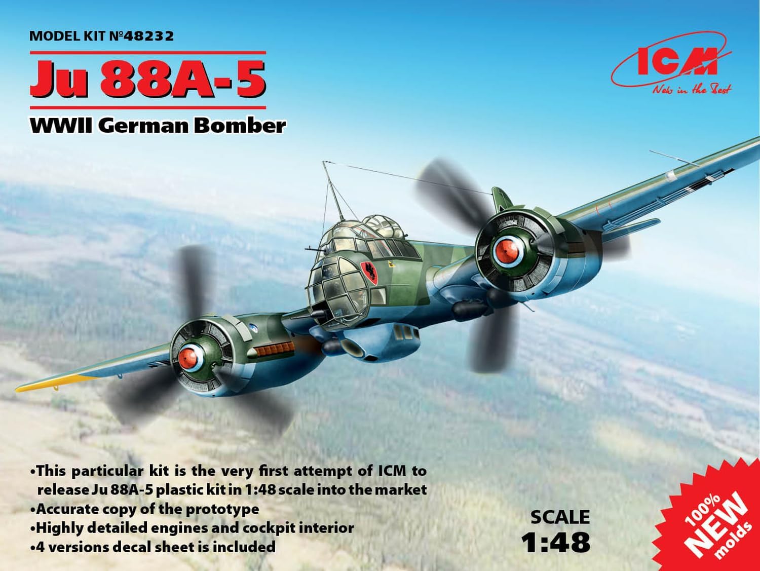 ICM 048232 - Modellino Aereo Junkers Ju88A-5 Bomber, Scala 1:48