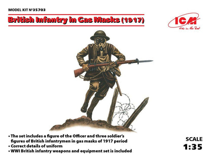 ICM 35703 Figuren 1:35-Fanteria britannica in maschere di gas (1917) 4 fichi, Colore 100%, ICM35703