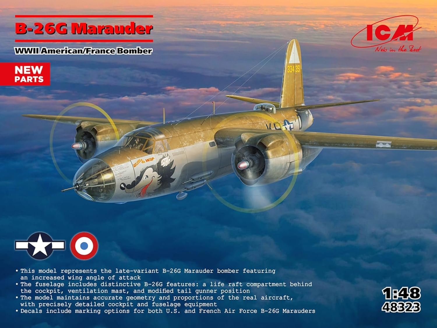 ICM - Modellino di aereo B-26g Marauder Wwii American/Bomber Francese |icm|48323| 1:48 modellismo promo serbatoio