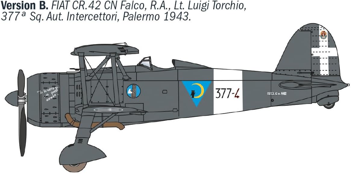 Italeri 1485 FIAT CR.42 CN "Falco" Night Fighter, 1:72 Scale, Plastic Model Kit/Model Assembly