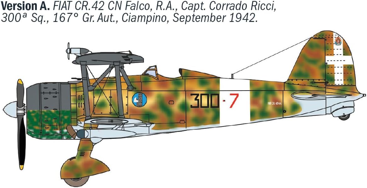 Italeri 1485 FIAT CR.42 CN "Falco" Night Fighter, 1:72 Scale, Plastic Model Kit/Model Assembly