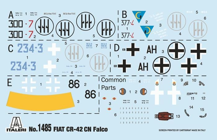 Italeri 1485 FIAT CR.42 CN "Falco" Night Fighter, 1:72 Scale, Plastic Model Kit/Model Assembly