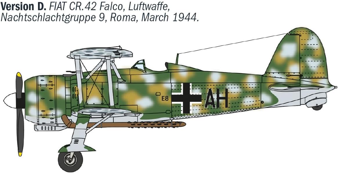 Italeri 1485 FIAT CR.42 CN "Falco" Night Fighter, 1:72 Scale, Plastic Model Kit/Model Assembly