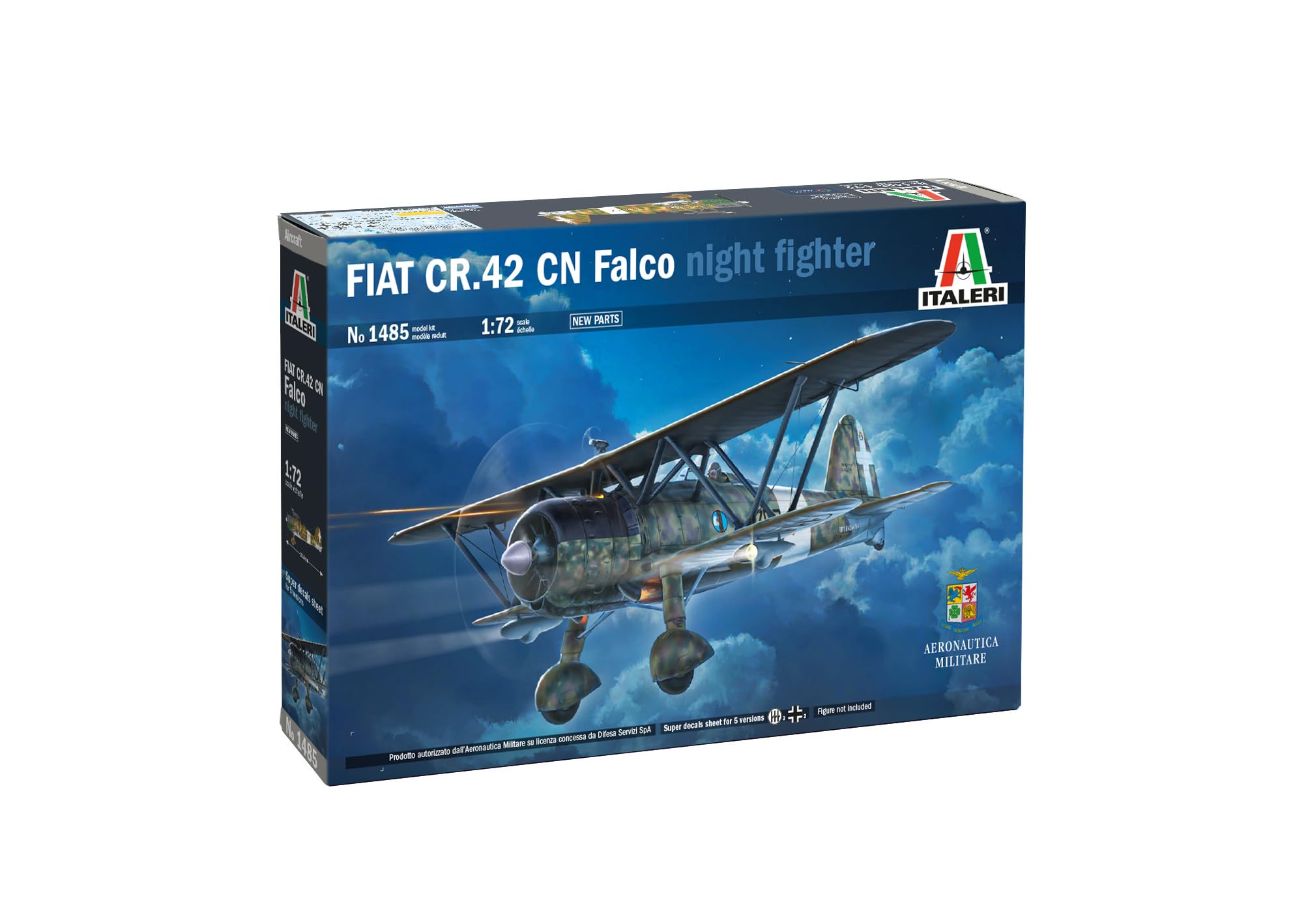 Italeri 1485 FIAT CR.42 CN "Falco" Night Fighter, 1:72 Scale, Plastic Model Kit/Model Assembly