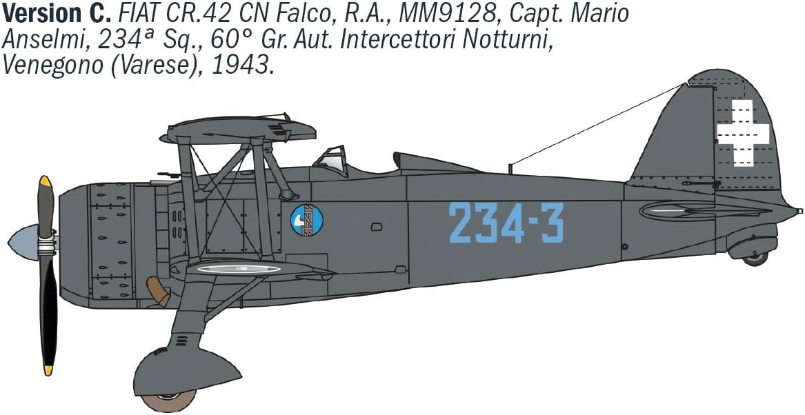 Italeri 1485 FIAT CR.42 CN "Falco" Night Fighter, 1:72 Scale, Plastic Model Kit/Model Assembly