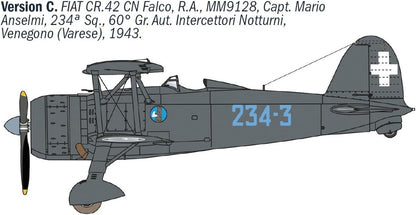 Italeri 1485 FIAT CR.42 CN "Falco" Night Fighter, 1:72 Scale, Plastic Model Kit/Model Assembly