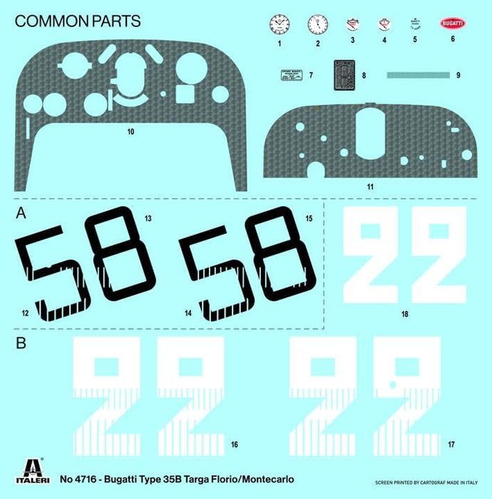 ITALERI IT4716JP 1/12 Bugatti Type 35B 1928 Targa Florio / 1930 Monaco GP with Supplementary Japanese Manual (English Language Not Guaranteed