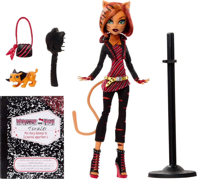 Monster High Boo-riginal Creeproduction Doll, Toralei Collectible Reproduction with Doll Stand, Diary, and Pet Saber-Tooth Tiger Sweet Fangs, HYV91