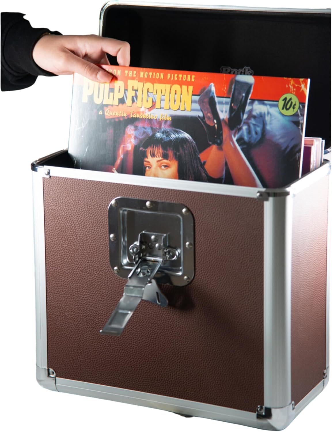 Rock on Wall Flight Case 25 LP Brown, Brown, Suitcase with Imitation Leather Finish