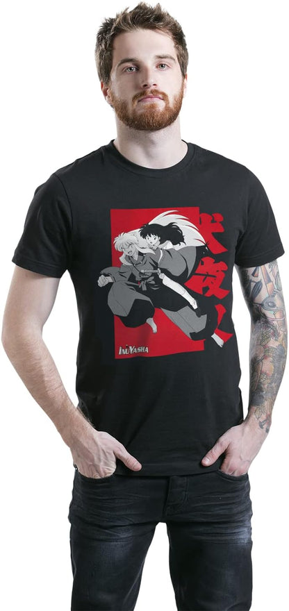 InuYasha Kagome On Männer T-Shirt schwarz S 100% Baumwolle Anime, Fan-Merch, TV-Serien