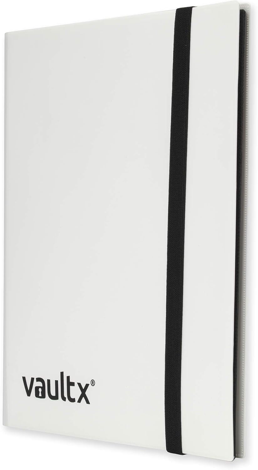 Vault X 9 Pocket Trading Card Strap Binder, 360 cards, Standard, 20 Side-Loading Pages, Folder for Collectible Card Games, Sports, TCG (White