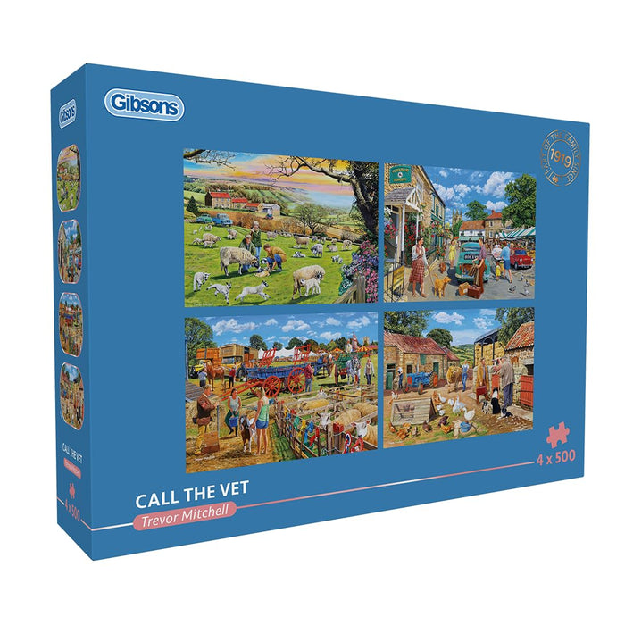 Gibsons | Call the Vet 4 x 500 Piece Jigsaw Puzzle Multi-Box Set of 4 Jigsaw Puzzles Sustainable Puzzle for Adults Teens Premium 100% Recycled Board | Great Gift | Gibsons Games