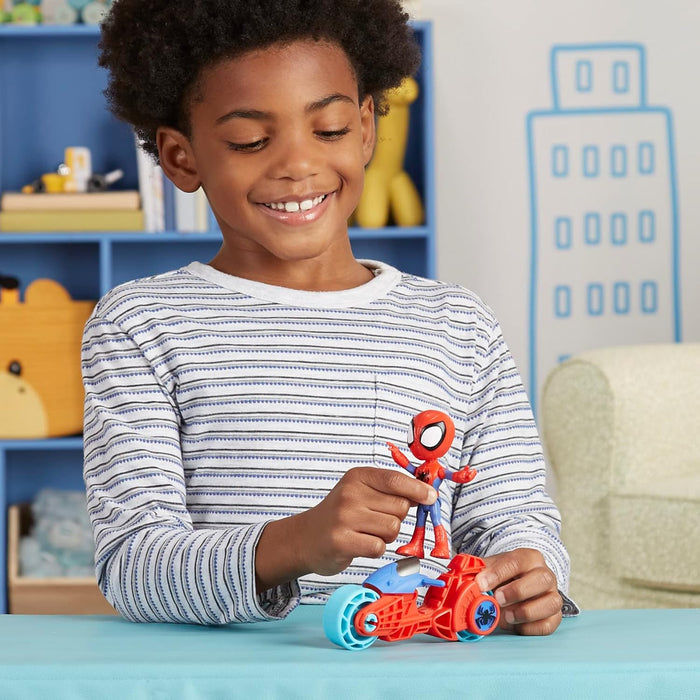 SPIDEY AND HIS AMAZING FRIENDS Marvel, Spidey Action Figure, Toy Motorcycle, Toys for 3-Year-Old Boys and Girls and Up