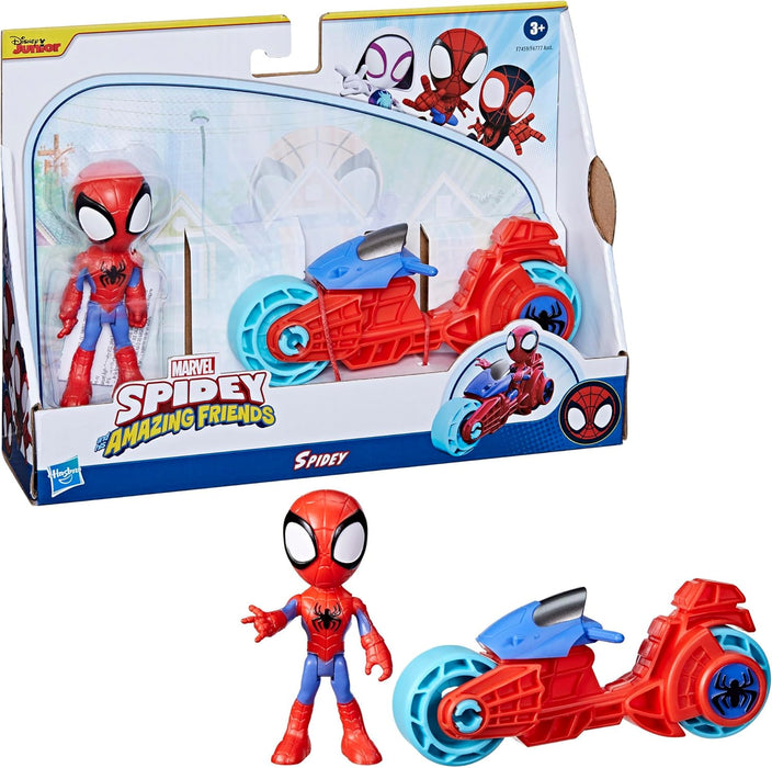 SPIDEY AND HIS AMAZING FRIENDS Marvel, Spidey Action Figure, Toy Motorcycle, Toys for 3-Year-Old Boys and Girls and Up