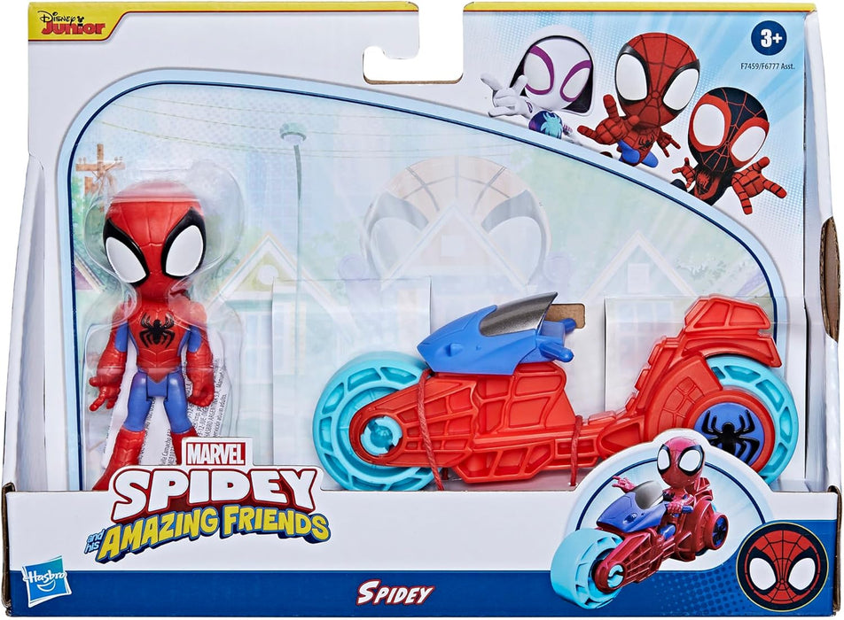 SPIDEY AND HIS AMAZING FRIENDS Marvel, Spidey Action Figure, Toy Motorcycle, Toys for 3-Year-Old Boys and Girls and Up
