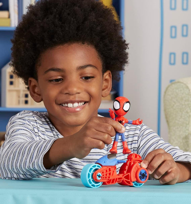 SPIDEY AND HIS AMAZING FRIENDS Marvel, Spidey Action Figure, Toy Motorcycle, Toys for 3-Year-Old Boys and Girls and Up
