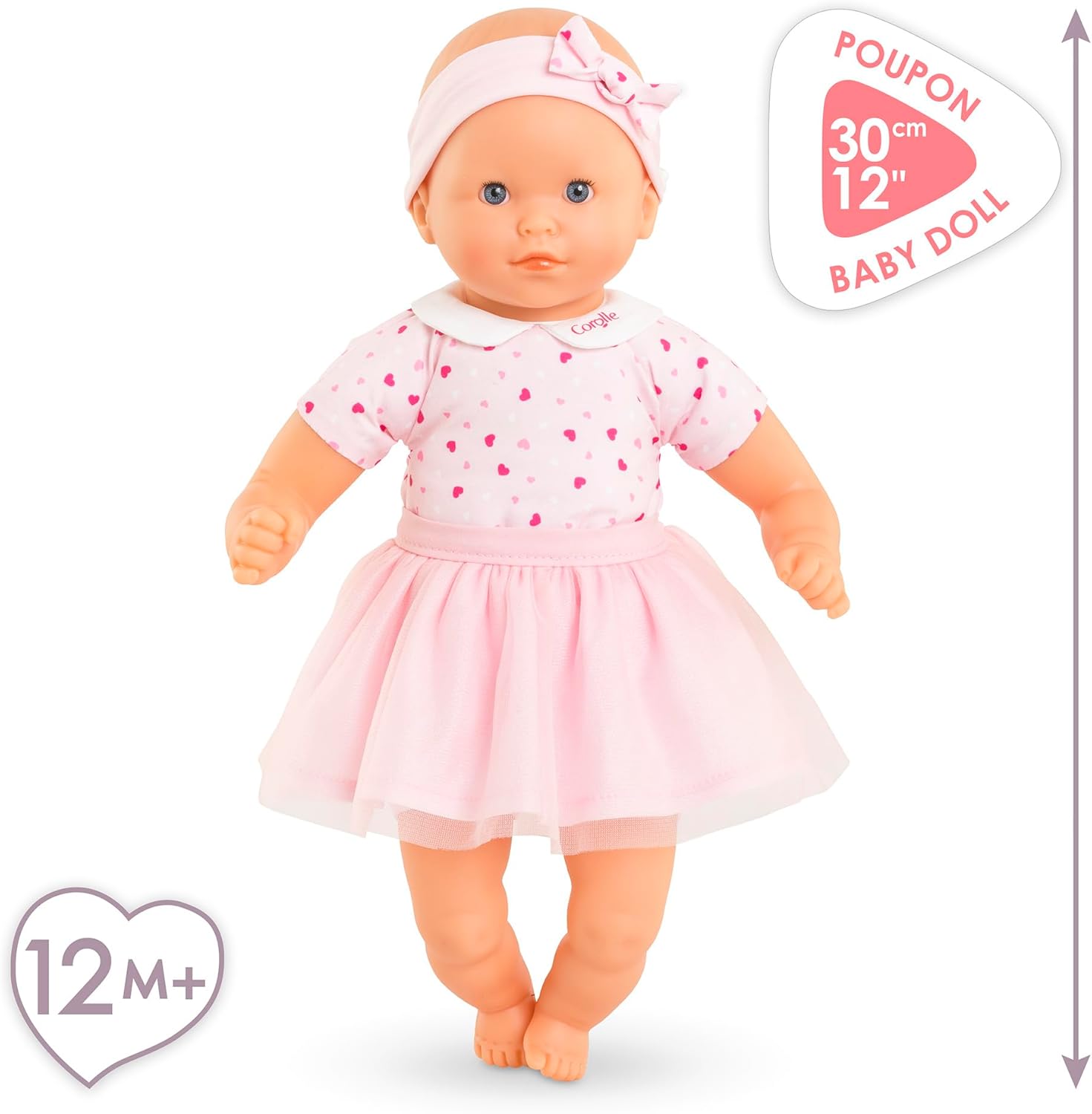 Corolle - Mijn eerste pop, mijn schattige kleine pop, harten, 30 cm, vanaf 12 maanden, 9000100810