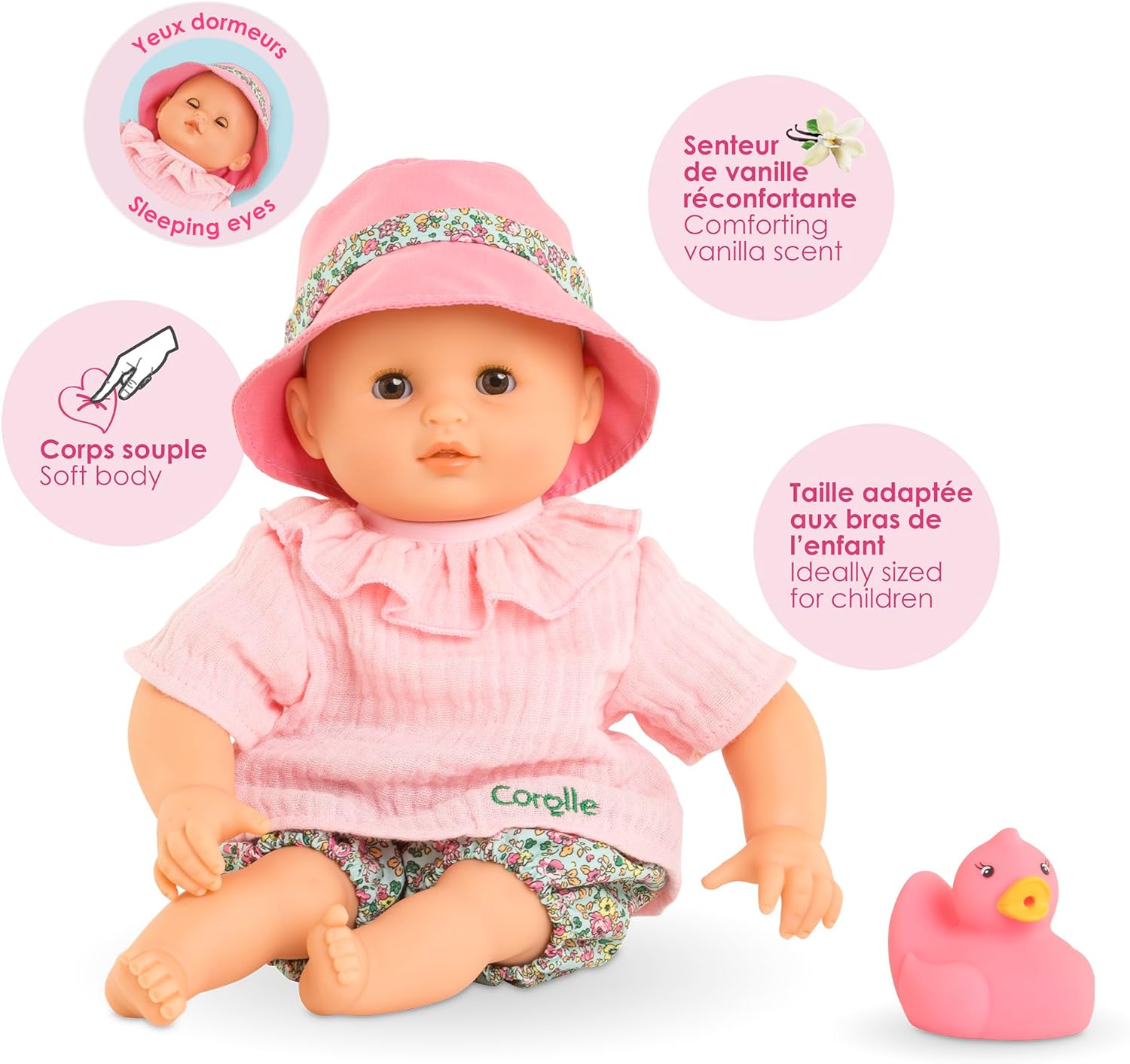 Corolle - Mijn eerste babypop, Coralie, met badspeelgoed, eend, 30 cm, vanaf 18 maanden, 9000100870