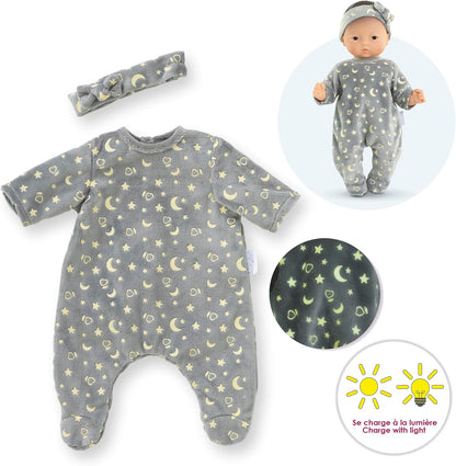 Corolle - Pyjama schijnt in de nacht en hoofdband, kleding, voor poppen 30 cm, vanaf 18 maanden, 9000111020