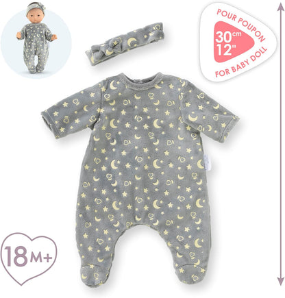 Corolle - Pyjama schijnt in de nacht en hoofdband, kleding, voor poppen 30 cm, vanaf 18 maanden, 9000111020