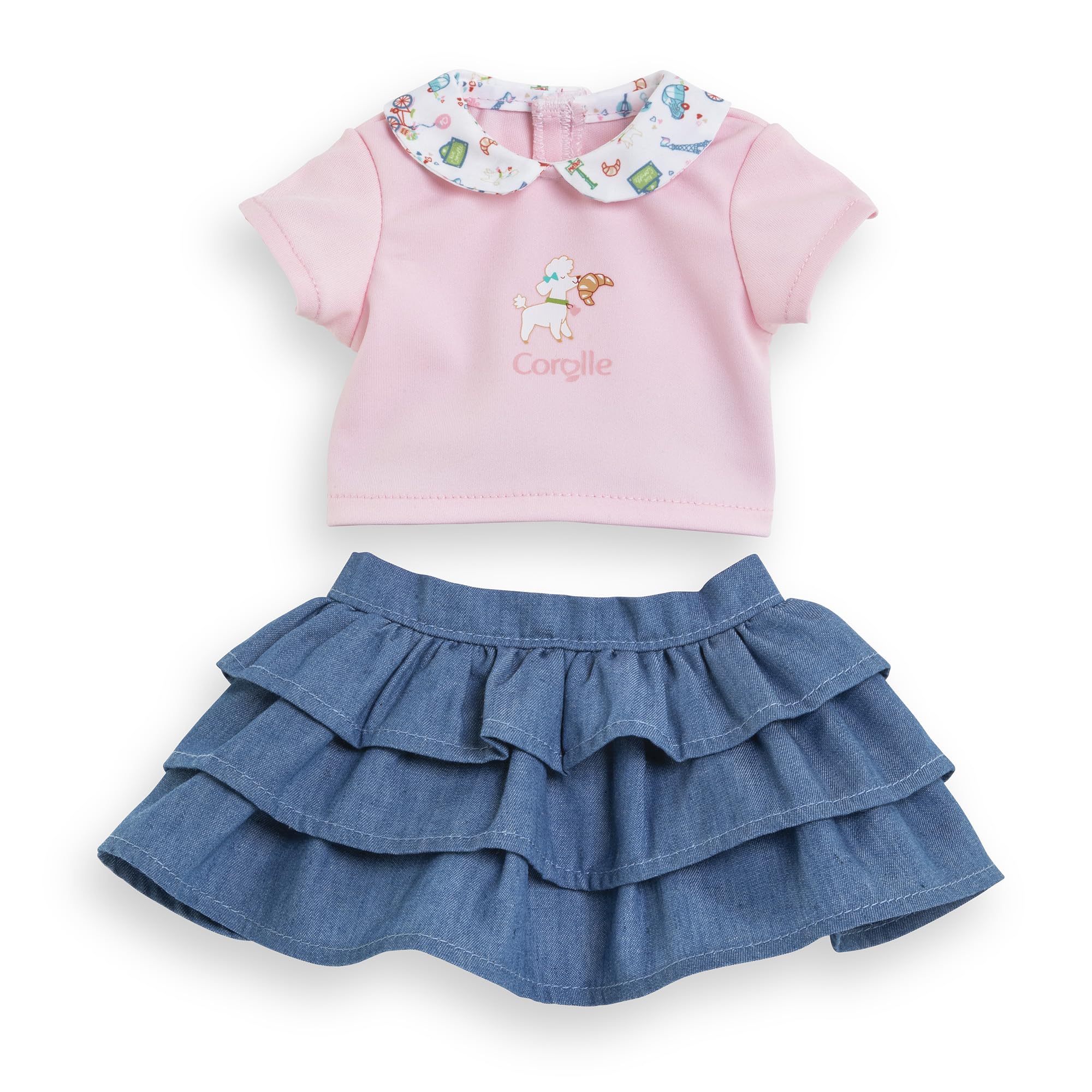 Corolle - Rok met ruches en T-shirt, een weekend in Parijs, kleding, voor poppen 30 cm, vanaf 18 maanden, 9000111060