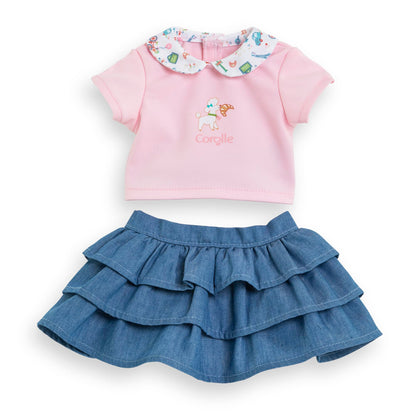 Corolle - Rok met ruches en T-shirt, een weekend in Parijs, kleding, voor poppen 30 cm, vanaf 18 maanden, 9000111060