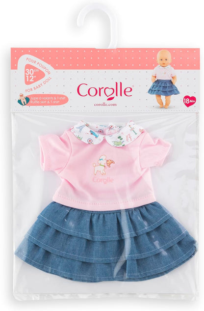 Corolle - Rok met ruches en T-shirt, een weekend in Parijs, kleding, voor poppen 30 cm, vanaf 18 maanden, 9000111060