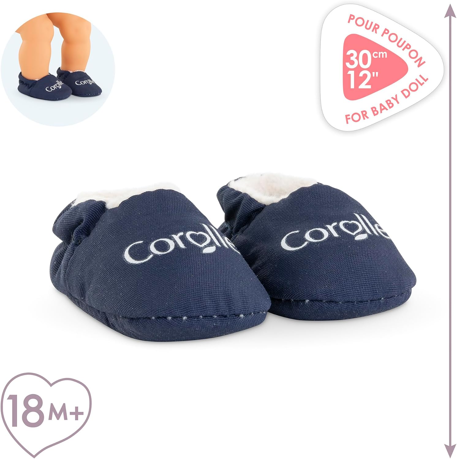 Corolle - Slippers marineblauw, voor poppen 30 cm, vanaf 18 maanden, 9000111120