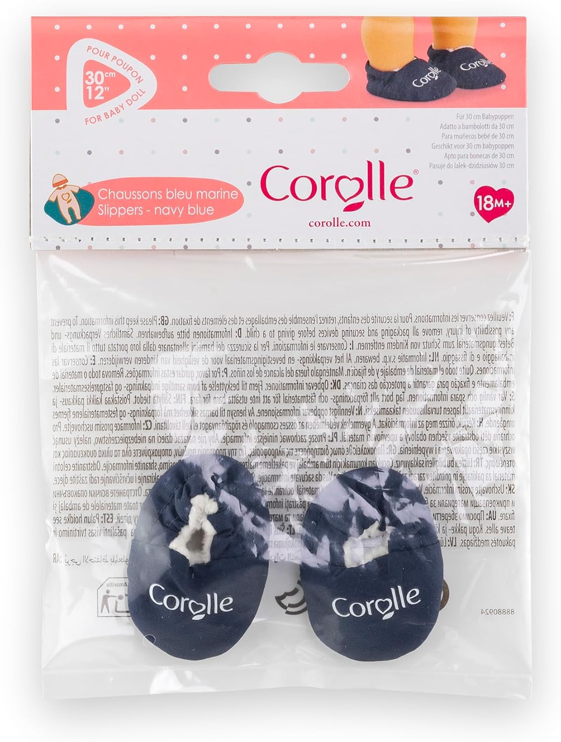 Corolle - Slippers marineblauw, voor poppen 30 cm, vanaf 18 maanden, 9000111120