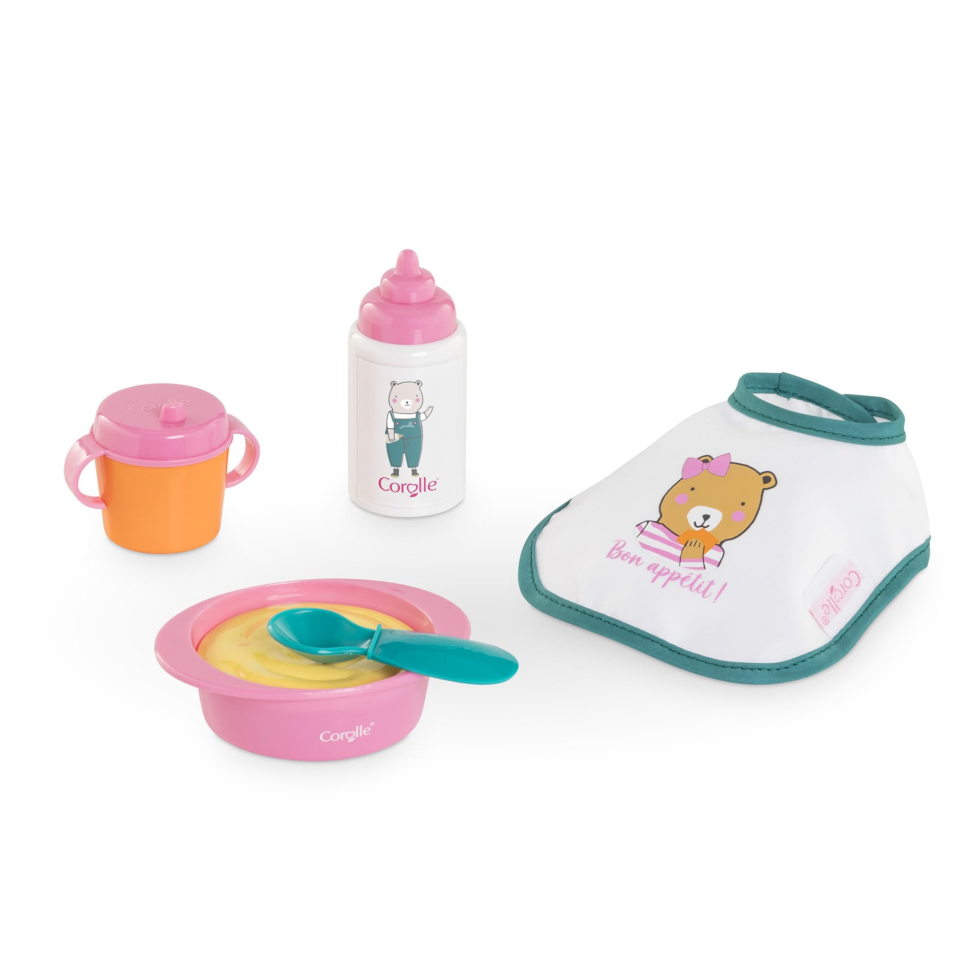 Corolle - Kleine lunchbox, roze, 5 accessoires, voor poppen 30 cm, vanaf 18 maanden, 9000111130