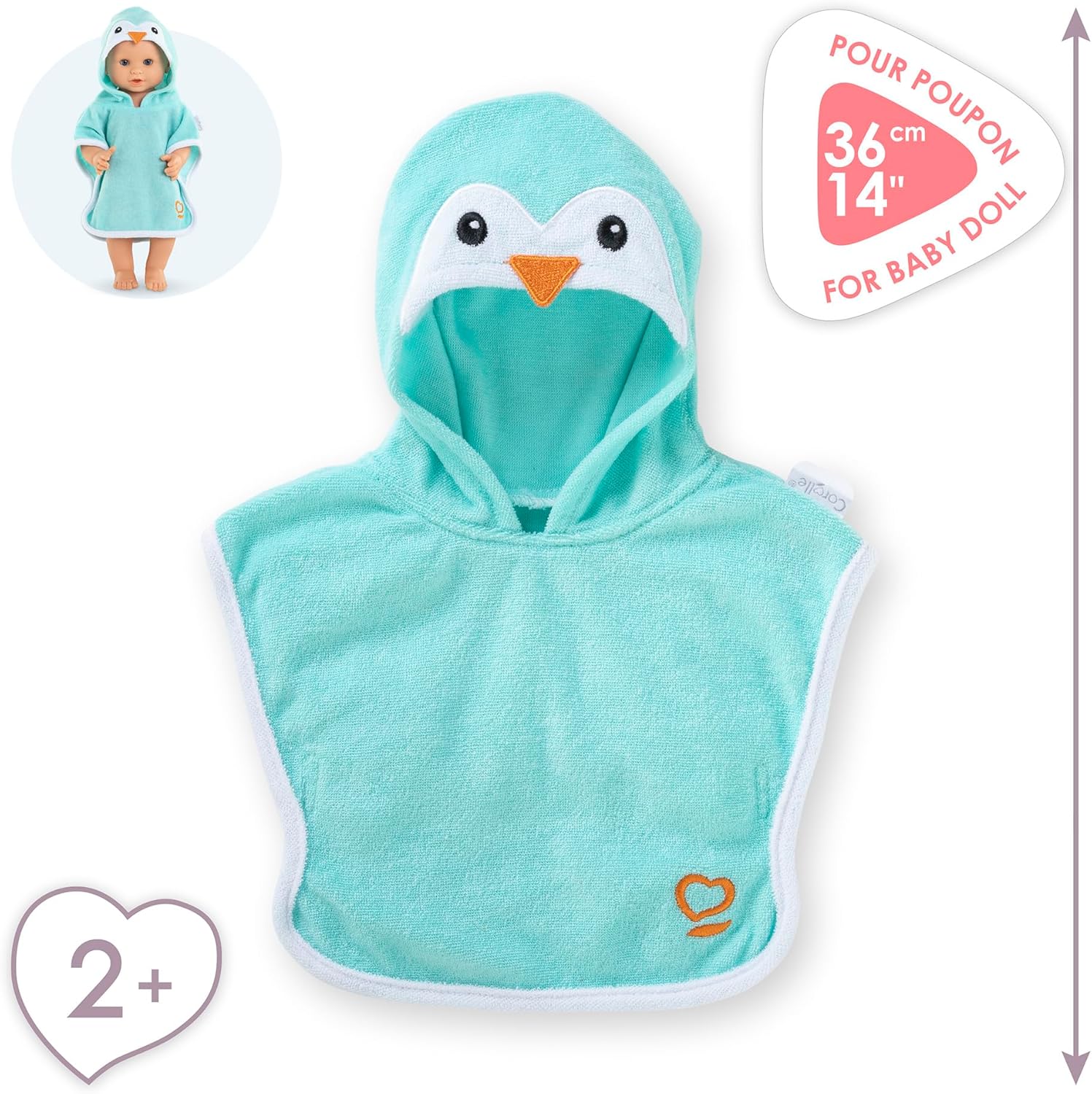 Corolle - Corolle Badcape voor Babypop - Pinguin 36cm