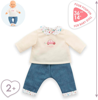 Corolle - T-shirt met lange mouwen en jeans, een weekend in Parijs, kleding, voor poppen 36 cm, vanaf 2 jaar, 9000141690