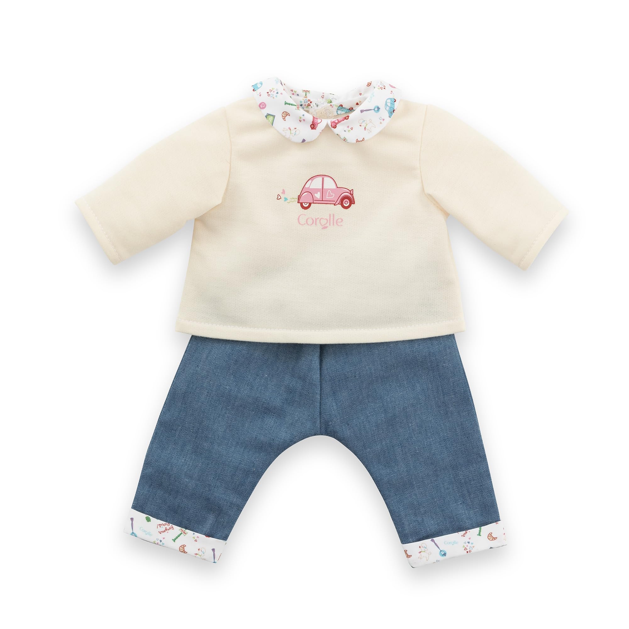 Corolle - T-shirt met lange mouwen en jeans, een weekend in Parijs, kleding, voor poppen 36 cm, vanaf 2 jaar, 9000141690