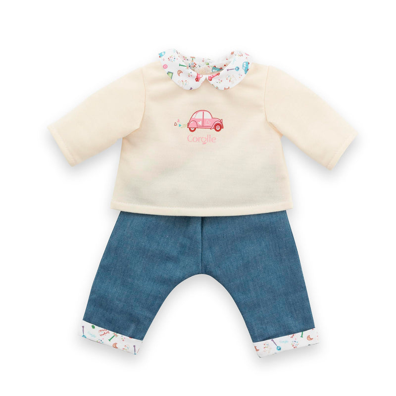 Corolle - T-shirt met lange mouwen en jeans, een weekend in Parijs, kleding, voor poppen 36 cm, vanaf 2 jaar, 9000141690