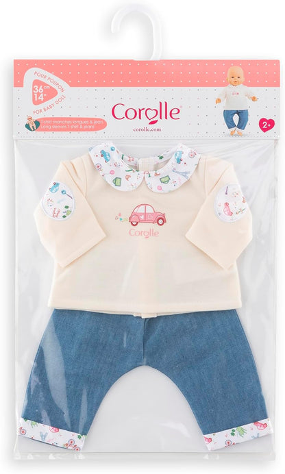 Corolle - T-shirt met lange mouwen en jeans, een weekend in Parijs, kleding, voor poppen 36 cm, vanaf 2 jaar, 9000141690
