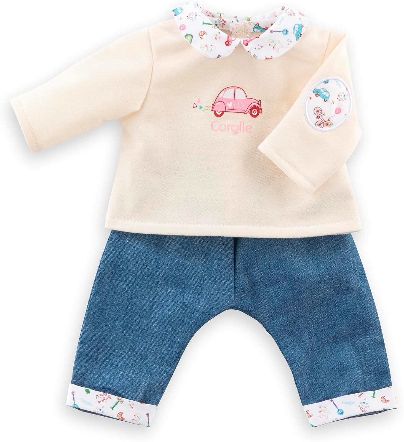 Corolle - T-shirt met lange mouwen en jeans, een weekend in Parijs, kleding, voor poppen 36 cm, vanaf 2 jaar, 9000141690