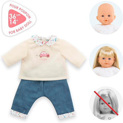 Corolle - T-shirt met lange mouwen en jeans, een weekend in Parijs, kleding, voor poppen 36 cm, vanaf 2 jaar, 9000141690