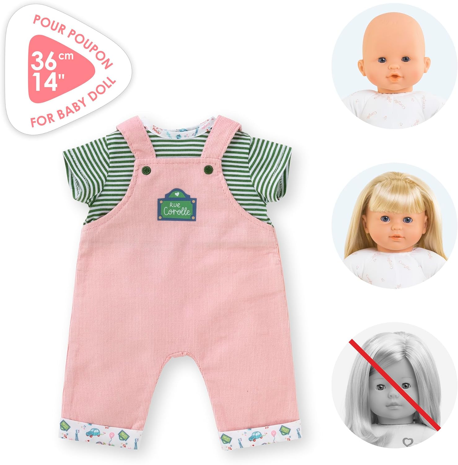 Corolle - T-shirt en overall, een weekend in Parijs, kleding, voor poppen 36 cm, vanaf 2 jaar, 9000141700