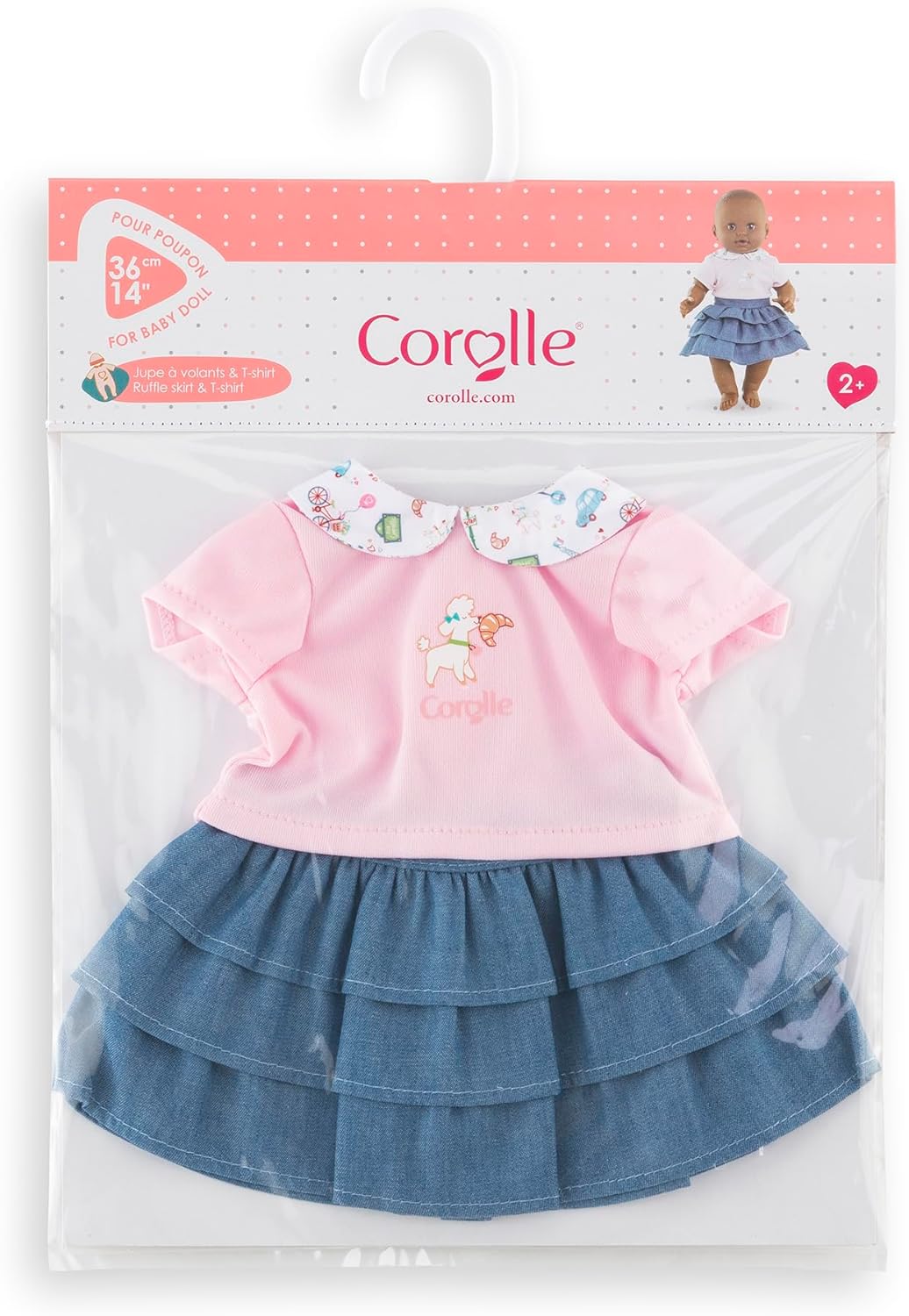 Corolle - Rok met ruches en T-shirt, een weekend in Parijs, kleding, voor poppen 36 cm, vanaf 2 jaar, 9000141720