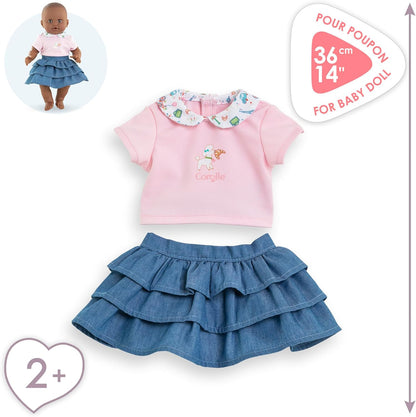 Corolle - Rok met ruches en T-shirt, een weekend in Parijs, kleding, voor poppen 36 cm, vanaf 2 jaar, 9000141720