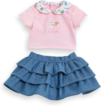 Corolle - Rok met ruches en T-shirt, een weekend in Parijs, kleding, voor poppen 36 cm, vanaf 2 jaar, 9000141720