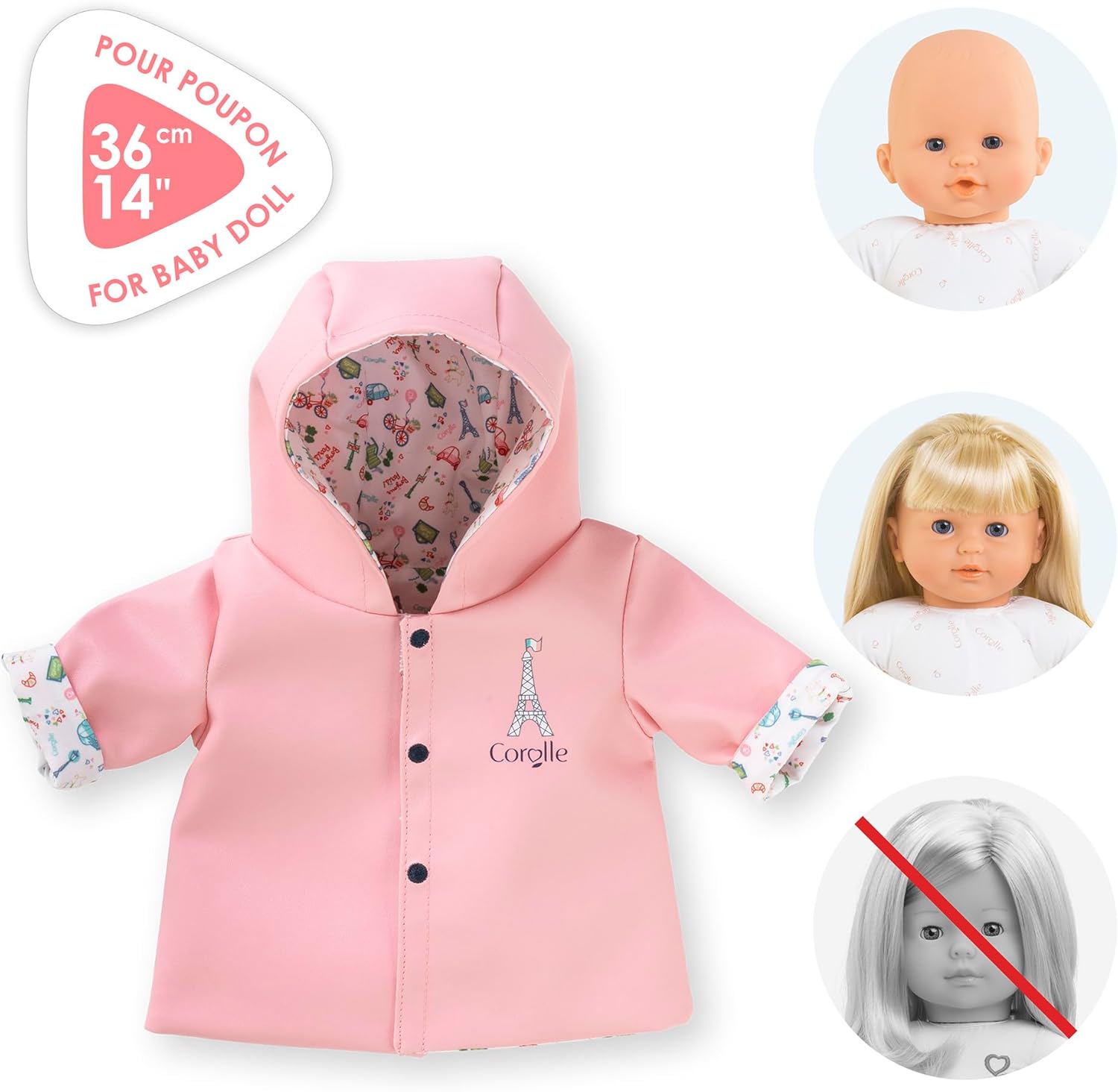 Corolle - Corolle Omkeerbare Regenjas voor Babypop 36cm