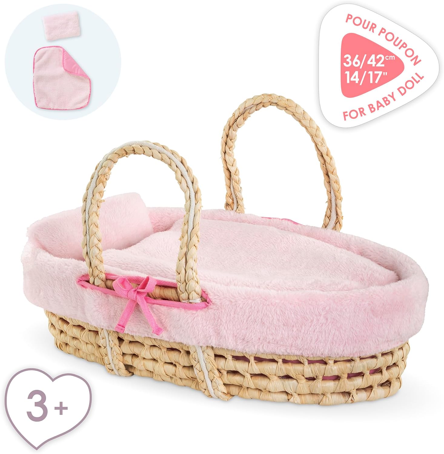 Corolle - Set pluche mand, roze, accessoires, voor poppen 36 en 42 cm, vanaf 3 jaar, 9000141850