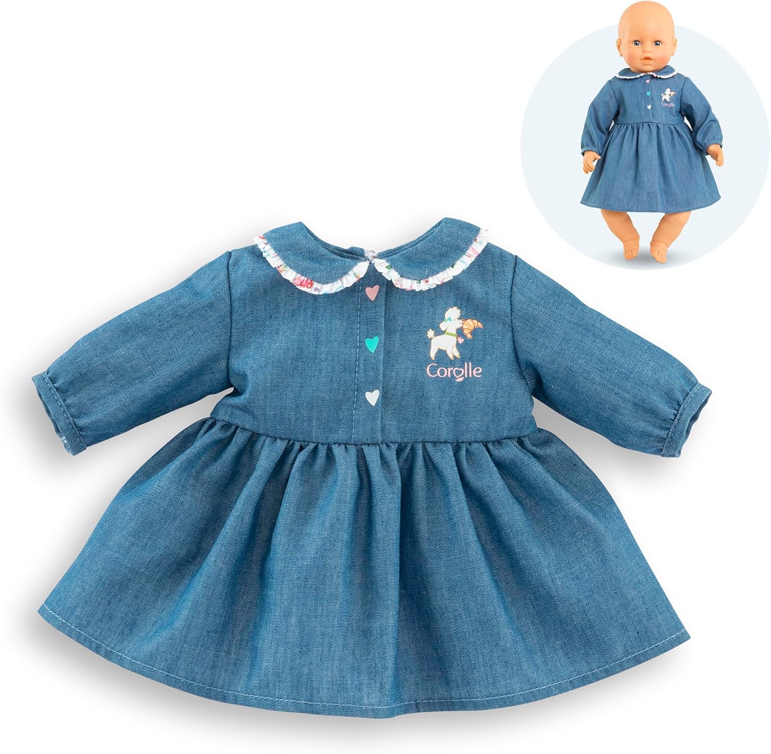 Corolle - Jurk, een weekend in Parijs, kleding, voor poppen 42 cm, vanaf 2 jaar, 9000160170